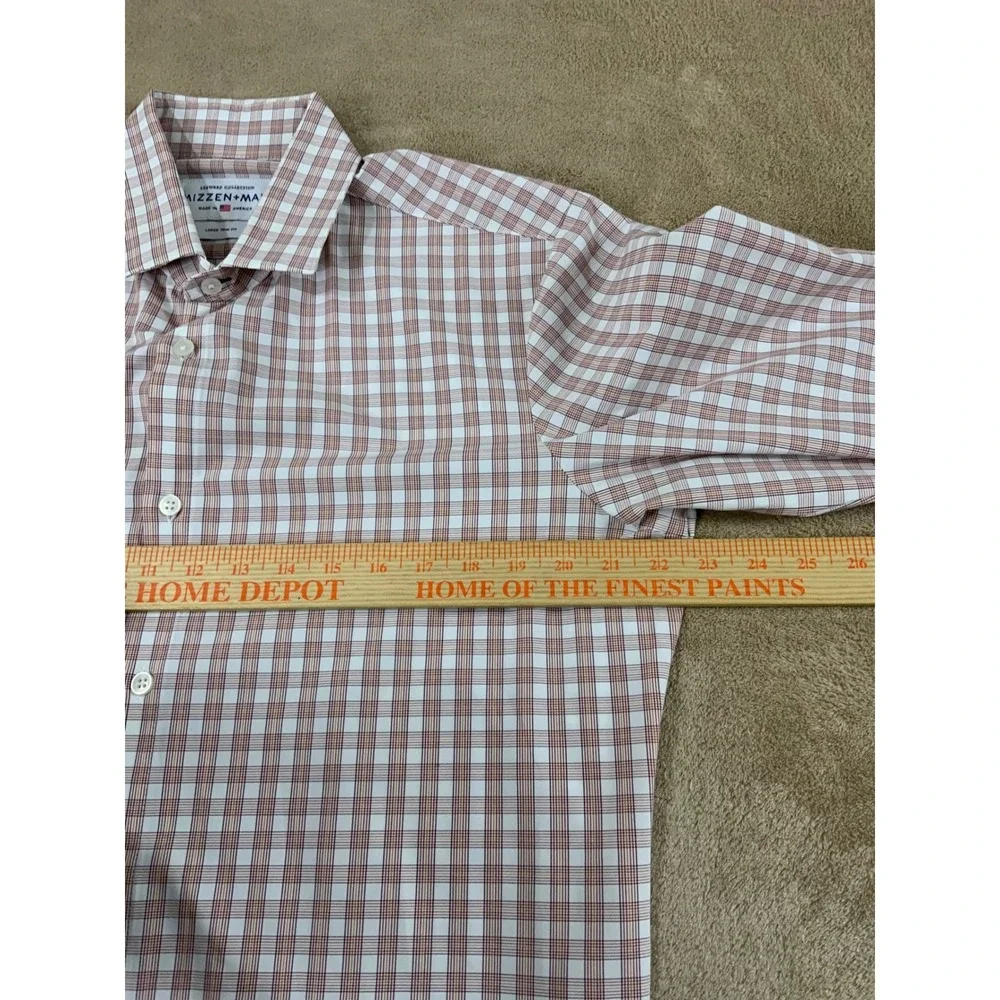 Mizzen+Main Leeward Trim Fit mens size Large Red plaid Button Up long sleeve EUC